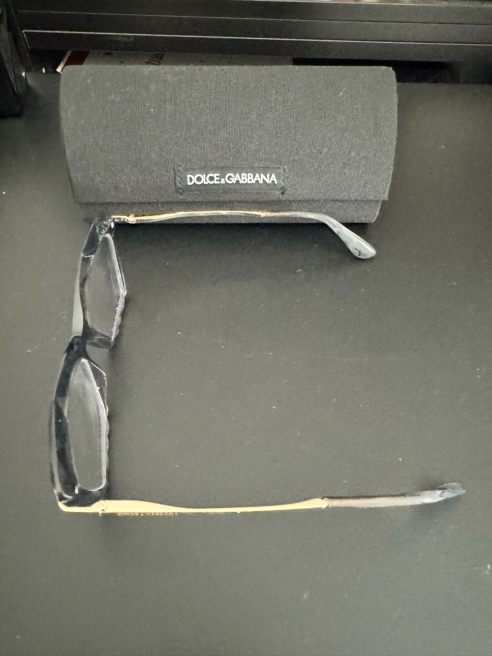 Dolce & Gabbana Black Eyeglasses with Gold Temples
